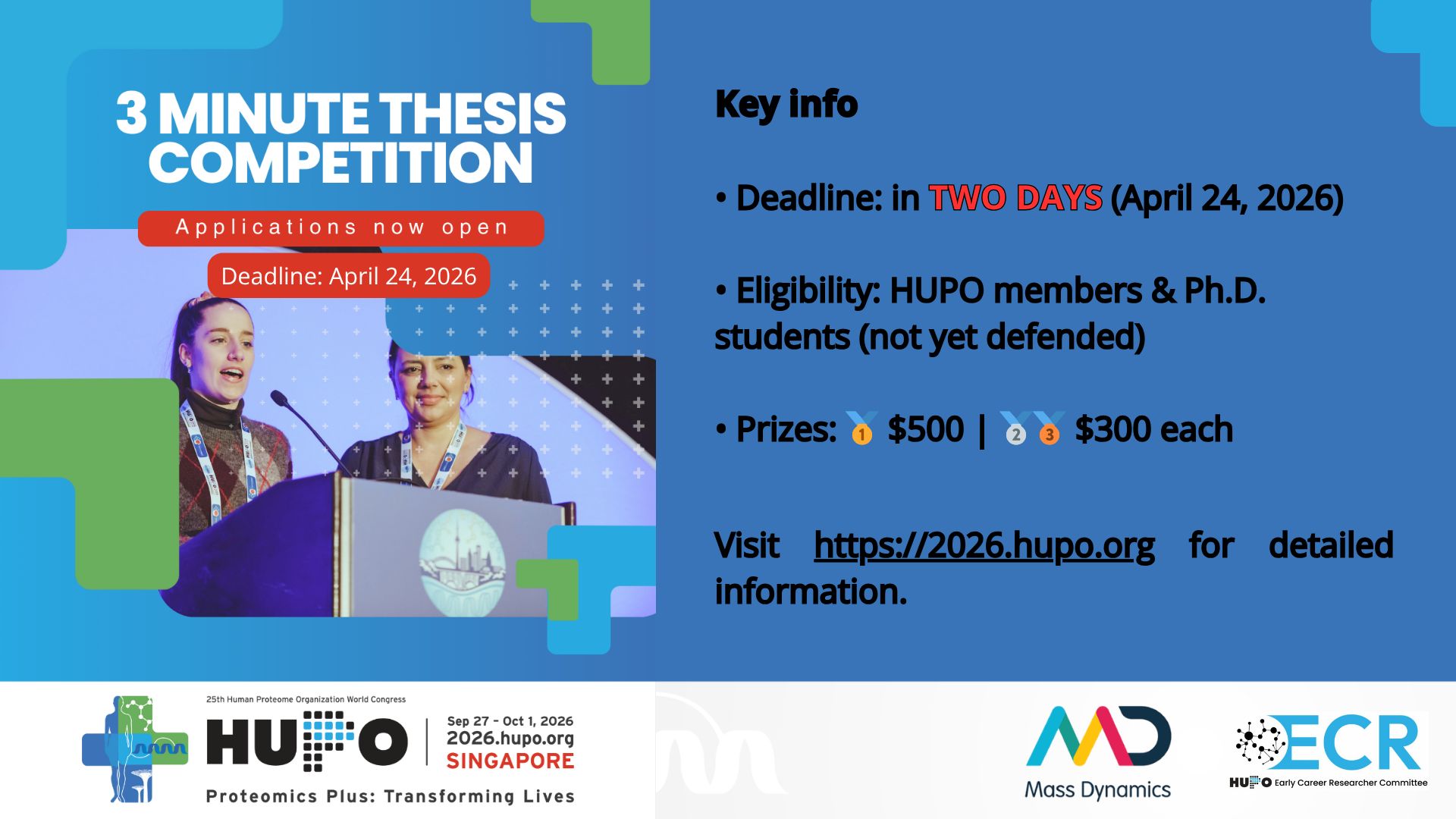 Early-career researchers presenting at the 3-Minute Thesis competition